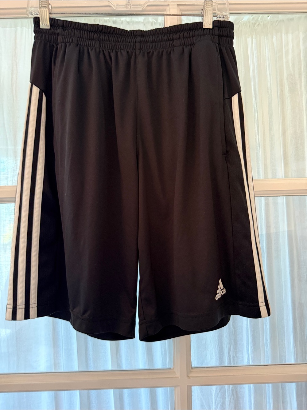 adidas Black Shorts with White Three-Stripe Detail